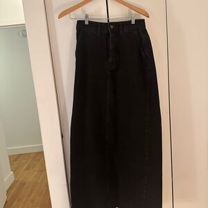 Reformation Black Denim skirt with slit in back